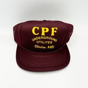 Vintage CPF Underground Utilities Hat Red Trucker Snapback 80s 90s Mesh USA